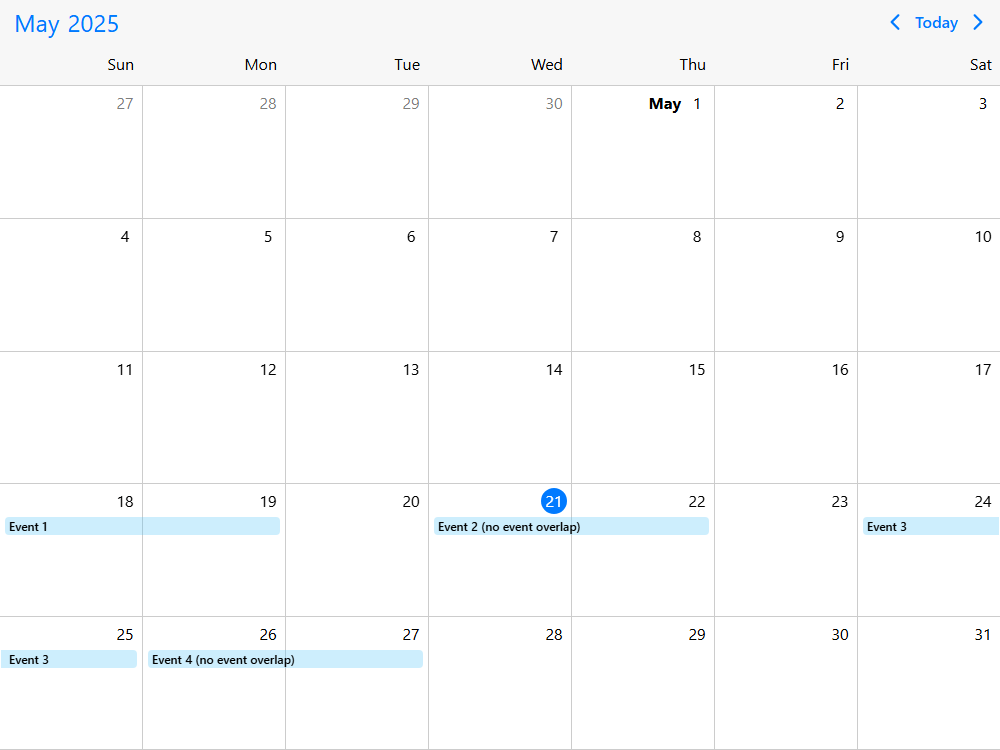 Mobiscroll Calendar Prevent event overlap Control/prevent event overlap and double booking in the event calendar view.
