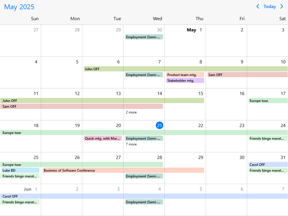 Mobiscroll Calendar Theming capabilities Event calendar with iOS, Material, Windows look & feel. Customize colors and styling with theme builder.